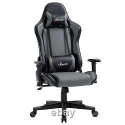 Vinsetto Racing Chaise De Bureau De Jeu Swivel Recliner Avec Soutien Lombar Gris