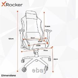X Rocker Chaise De Bureau Haut Dos Ergonomique Pc Tissu De Velours De Jeu Argent Gris